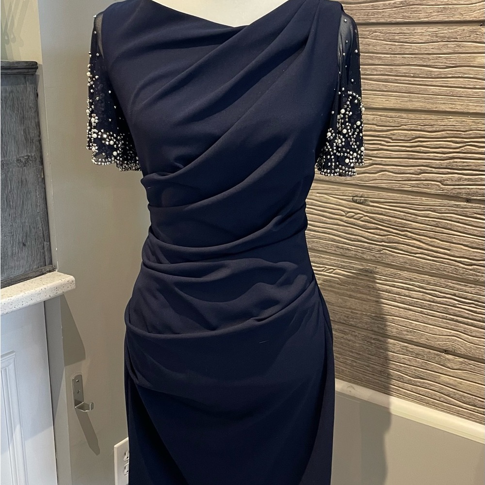 WORN ONCE. Betsy & Adam Petite Beaded Sleeve Sheath Dress.